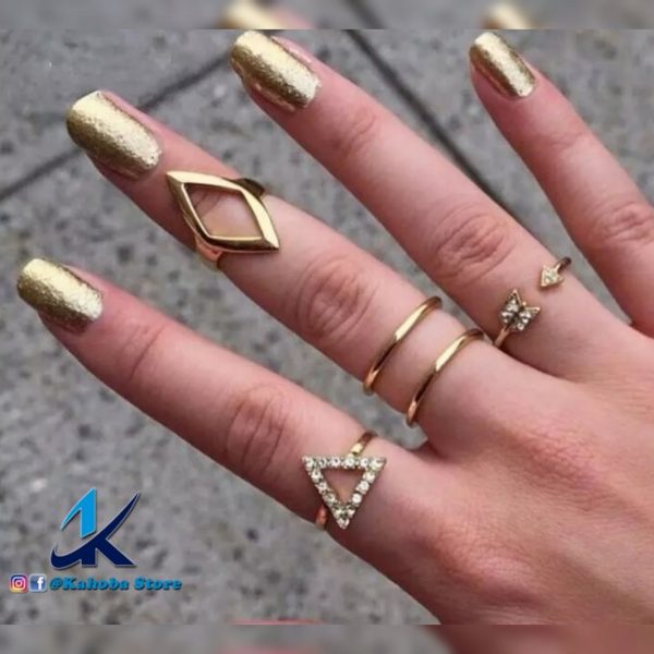 Set de anillos geométrico dorado