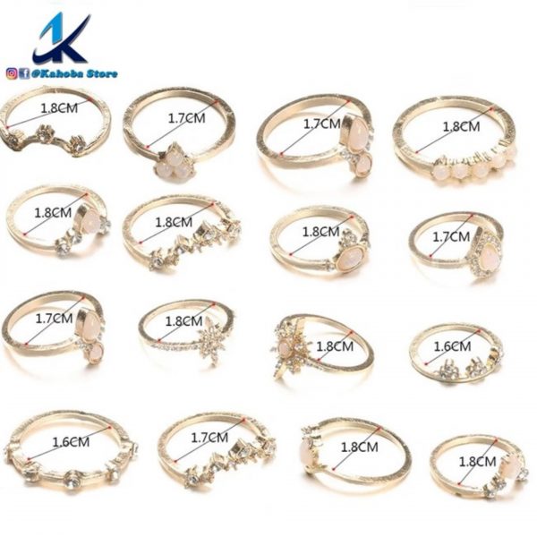 Set de 15 anillos dorado bohemio vintage