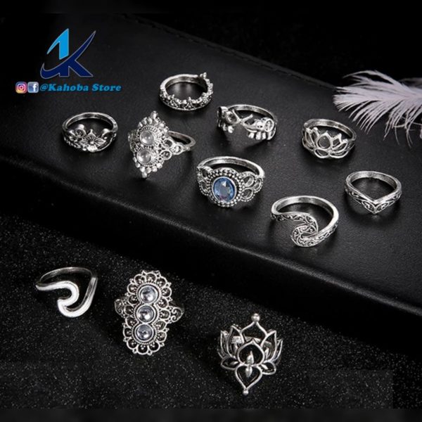 Set de anillos vintage plata y cristales