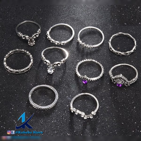 Set de anillos plata con detalles de cristal