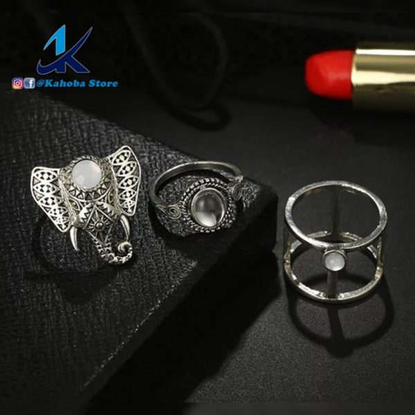 Set de anillos elefante color plata