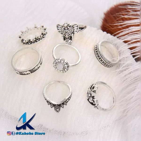 Set de anillos plata bohemio elefante 