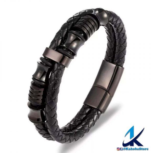 pulsera de cuero inox negro