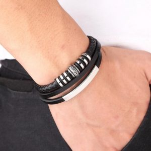 pulsera de cuero detalles inox