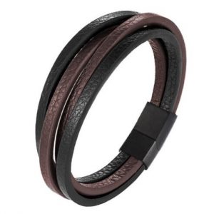 pulsera multicapa liza negro cafe