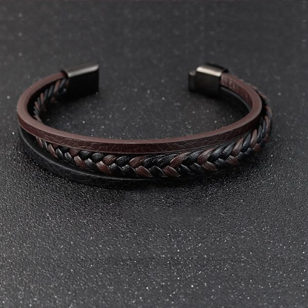 pulsera de cuero negro café