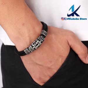 pulsera de cuero negro inox