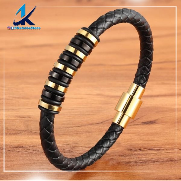 pulsera negro y dorado