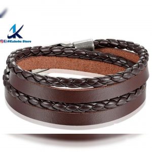 pulsera de cuero negro y café