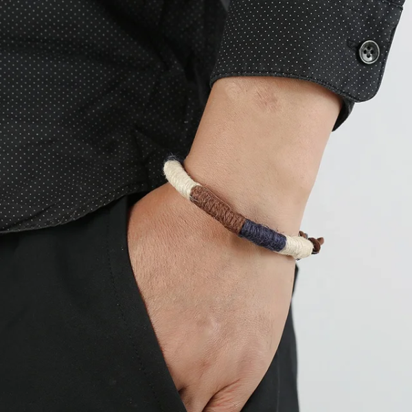 Pulsera de hijo y cuero café