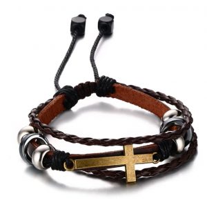 pulsera café en cruz