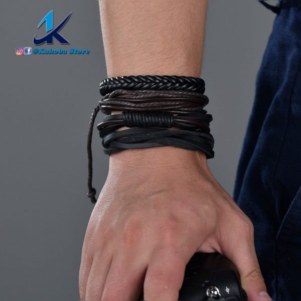 set de pulsera trenzado negro