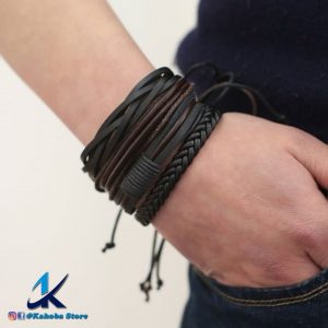 set de pulsera trenzado negro