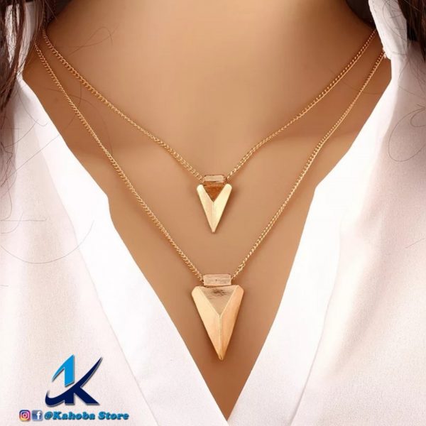 Collar doble dorado triangular