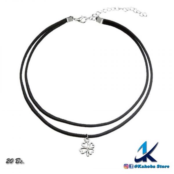 Gargantilla negro blanco con detalles 