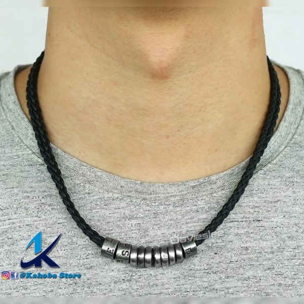 collar doble de cuero inox