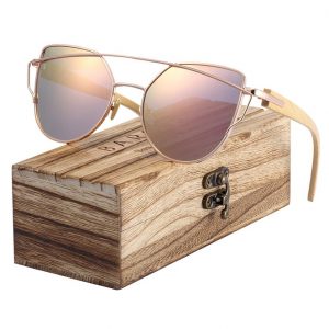 Gafas sol rosada polarizadas de madera de Bambú 