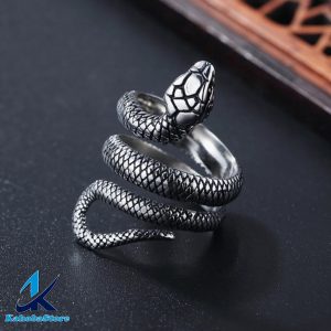 anillo inox serpiente plata