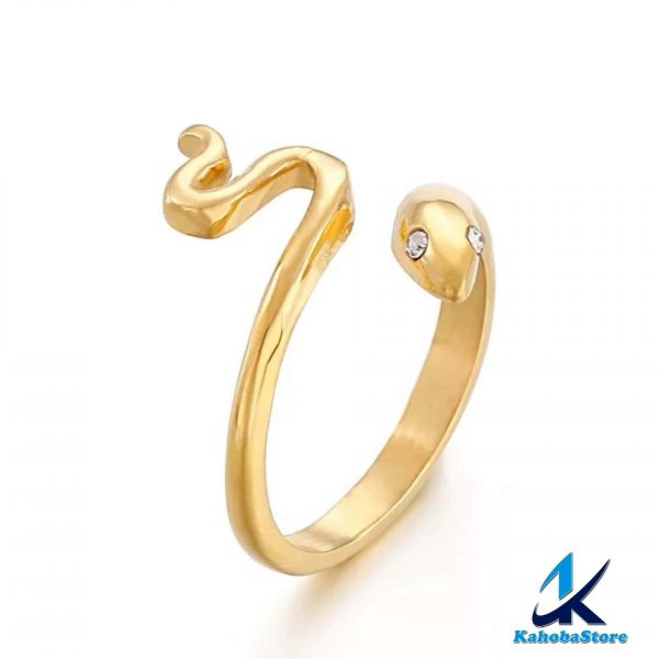 anillo inox serpiente dorado