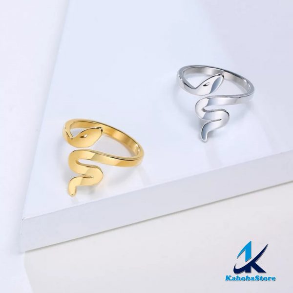 anillo inox simple de serpiente plata