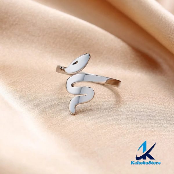 anillo inox simple de serpiente plata