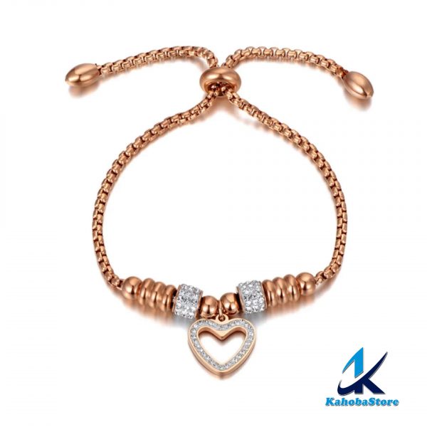 pulsera inox corazón dorado