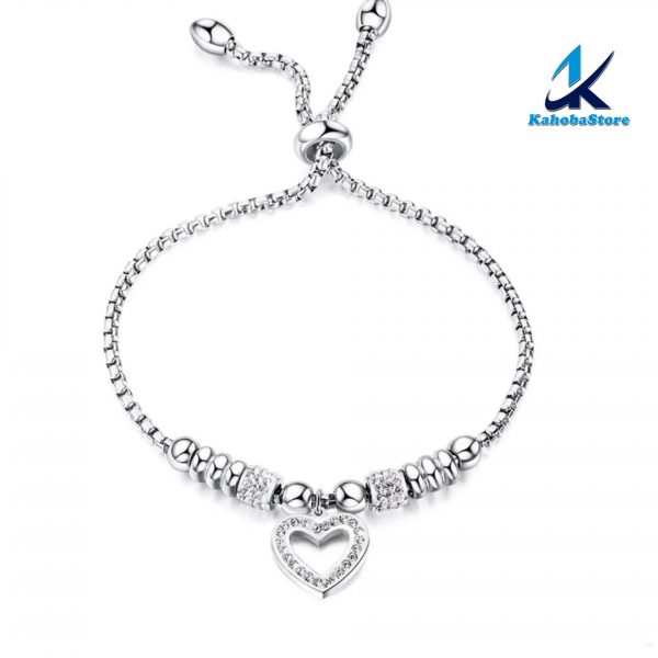 pulsera inox corazón plata