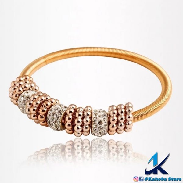 Pulsera dorado rosa con detalles plata