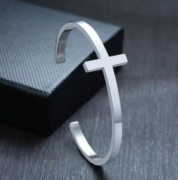 Pulsera Inox plata en cruz