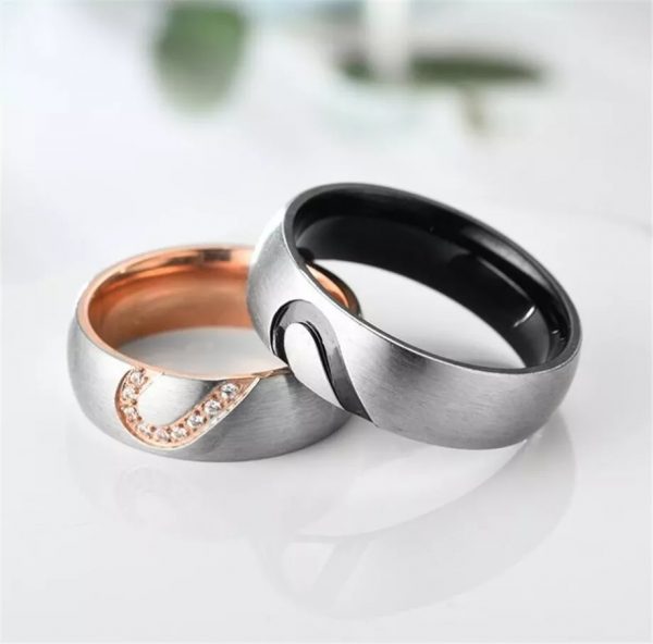 Anillo Inox parejas unión de corazón