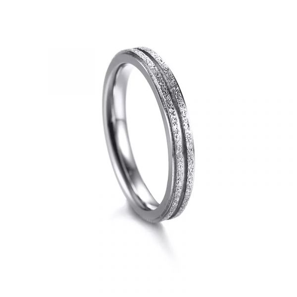 Anillo Inox parejas doble linea plata