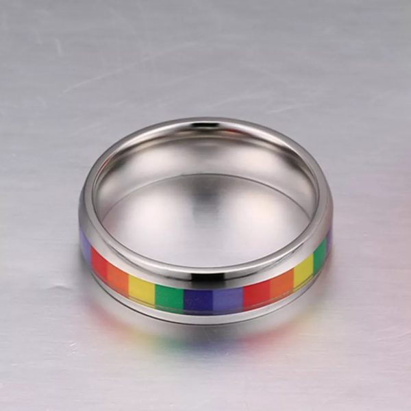 Anillo Inox plata centro de colores