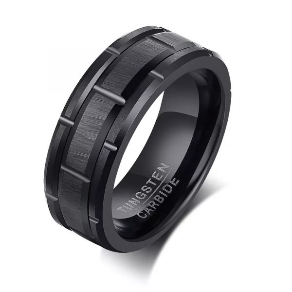 Anillo Inox negro detalles de trilla