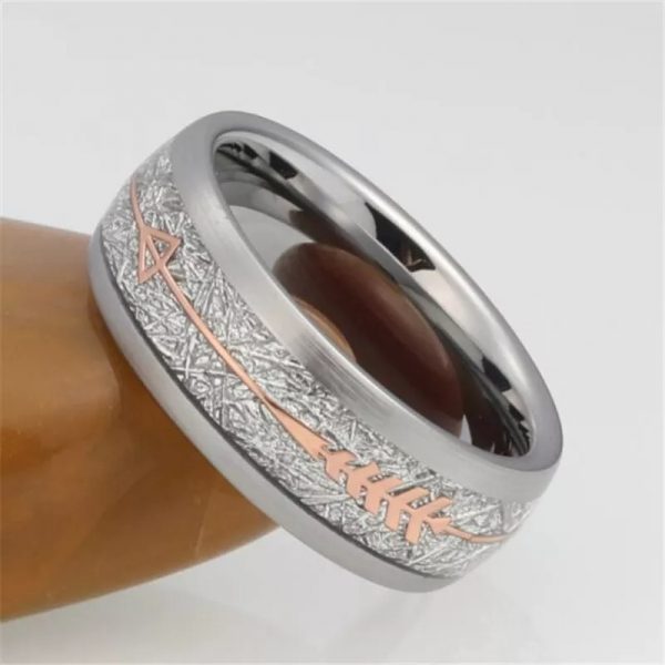 Anillo Inox plata flecha dorado rosa