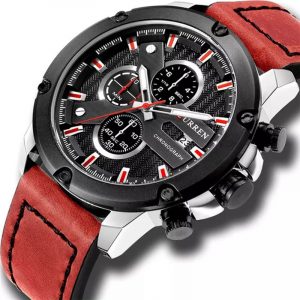 Reloj CURREN negro con detalles rojos