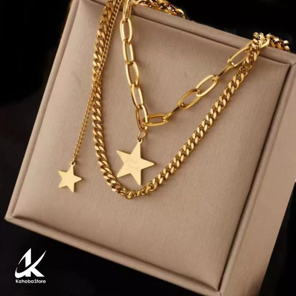 Collar inox doble de estrellas