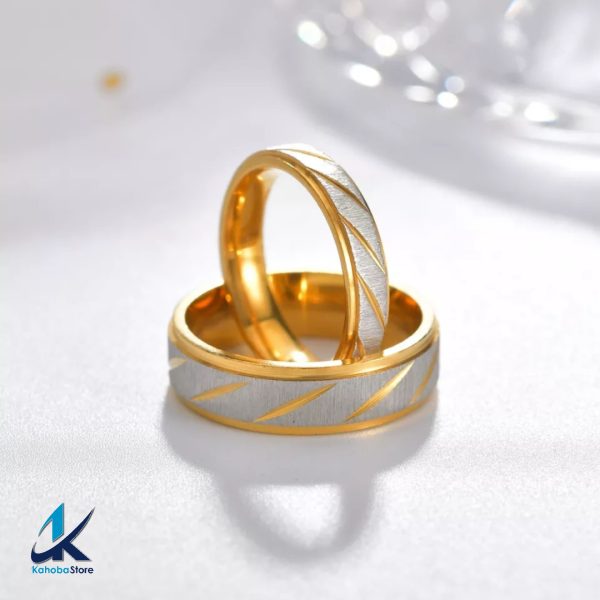 Anillo Inox parejas dorado con detalles