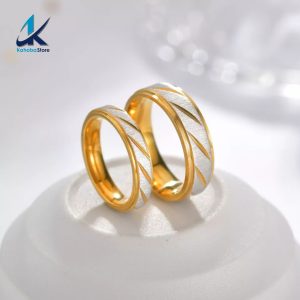 Anillo Inox parejas dorado con detalles