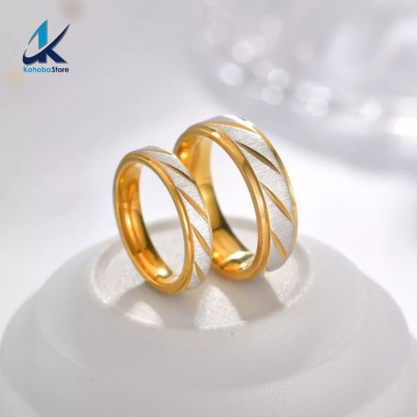 Anillo Inox parejas dorado con detalles