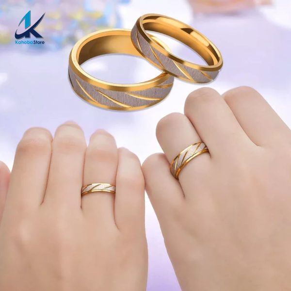 Anillo Inox parejas dorado con detalles