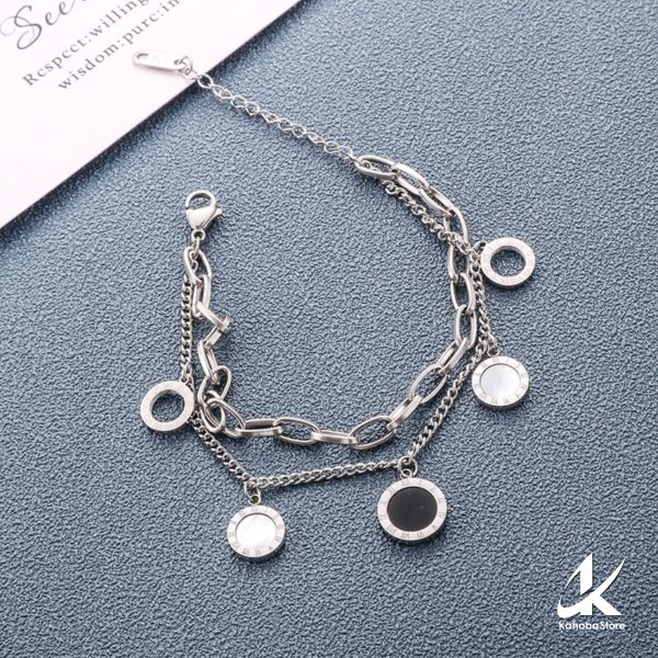 Pulsera Inox plata doble circular