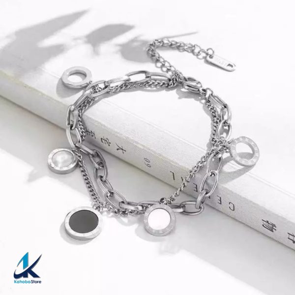 Pulsera Inox plata doble circular