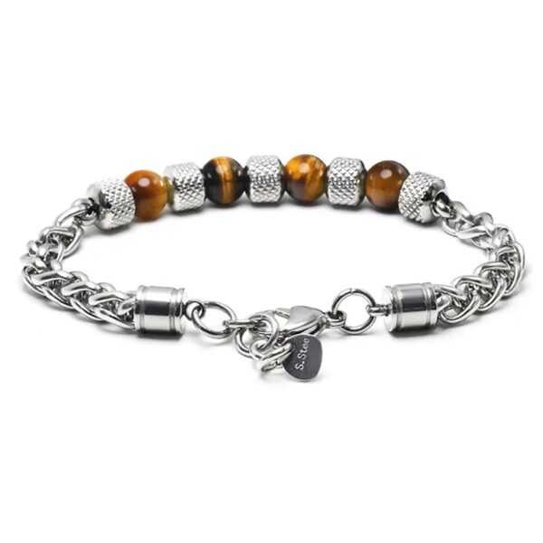 Pulsera Inox + piedras café