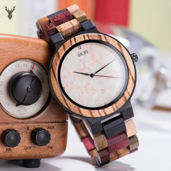 Reloj de madera Sándalo Mármol