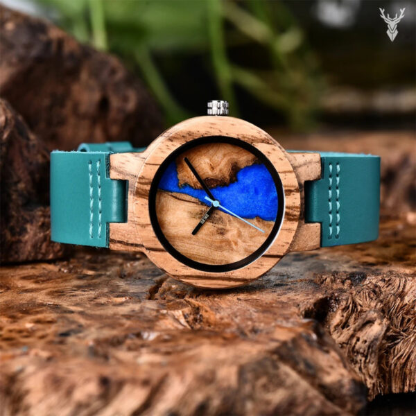 Reloj de bambú Acuario